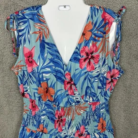 Lascana VS Womens Jumpsuit Faux Wrap Floral sz 10 Wide Leg Tropical bloomcore - Picture 4 of 16